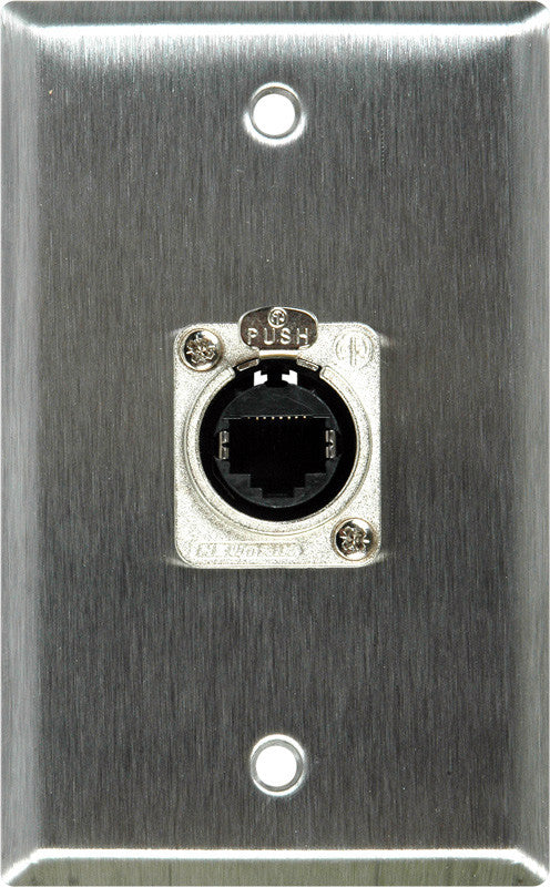 Single-Gang Stainless Steel Wall Plate with 1 Neutrik RJ45 To Rear Krone Terminals