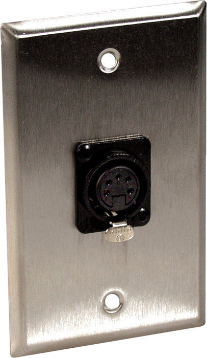 Single-Gang Stainless Steel Wall Plate with One 5-Pin XLR DMX Connector