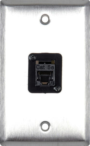 Single-Gang Stainless Steel Wall Plate with 1 TecNec RJ45 Barrel