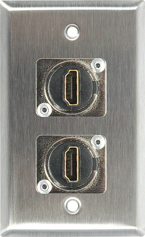 Single-Gang Black Anodized Wall Plate With (2) HDMI Feedthru