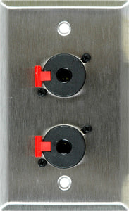 Single-Gang Clear Anodized Wall Plate with 2 Neutrik NJ3FP6C 1/4-In. TRS Feed-Thru