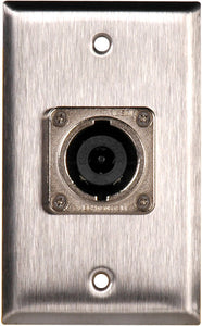 Single-Gang Stainless Wall Plate with 1 Neutrik NL8MPR 8 Pole Speakon Connector