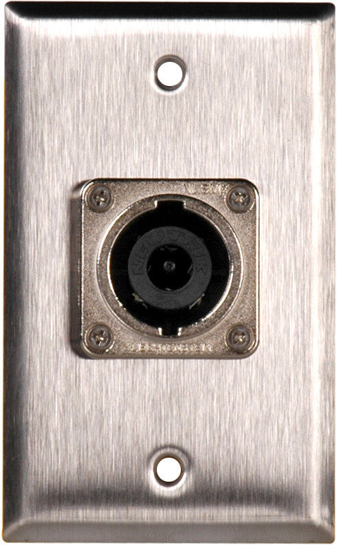 Single-Gang Stainless Wall Plate with 1 Neutrik NL8MPR 8 Pole Speakon Connector