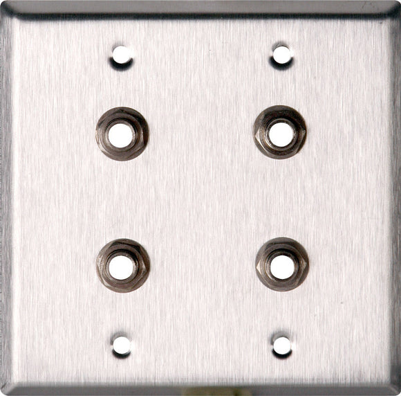 Double-Gang Black Anodized Wall Plate with 4 Switchcraft SW12B Stereo 1/4 Jacks