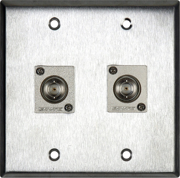 Double-Gang White Lexan Wall Plate with 2 Canare BCJ-JRU Recessed BNC Barrels