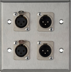 Double-Gang Neutrik Dual 3-Pin XLR-M & Dual XLR-F Ivory Lexan Wall Plate