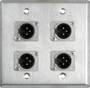 Double-Gang Stainless Plate with 4 XLR 3-Pin Male Terminal Block