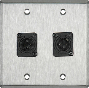 Double-Gang Ivory Lexan Wall Plate with 2 Neutrik Plastic 3-Pin XLR Males