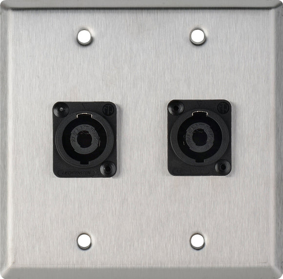 Double-Gang Brown Lexan Wall Plate with 2 Neutrik NL4MP -D-Series 4 Pole Speakon