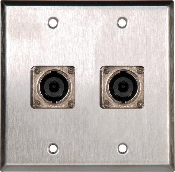 Double-Gang Gray Lexan Wall Plate with 2 Neutrik NL8MPR 8 Pole Speakon Connectors