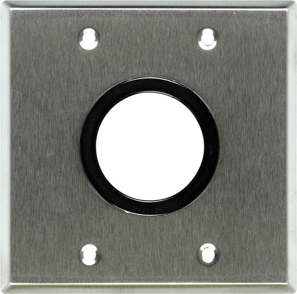 Double-Gang Black Anodized Aluminum Wall Plate with One 1-5/8 inch Grommet