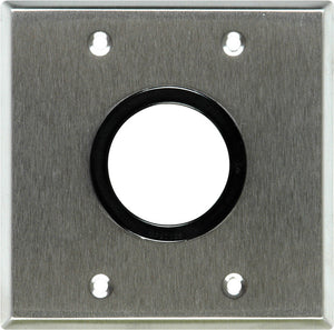 Double-Gang White Lexan Wall Plate with One 1-5/8 inch Grommet