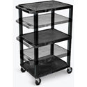 Luxor WT1642E Multi-Height AV Cart - 3 Shelves - Electric - Black
