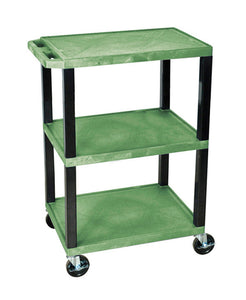 H. Wilson WT34S 34" High Green Tuffy Utility Cart - 3 Shelves