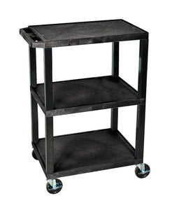 H. Wilson WT34S 34" High Black Tuffy Utility Cart - 3 Shelves