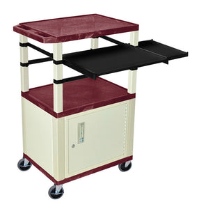 H. Wilson WTPSLP42BYC3E Burgundy/Putty 42-Inch Tuffy Cabinet Cart with Keyboard Shelf/Side Shelf/Electric