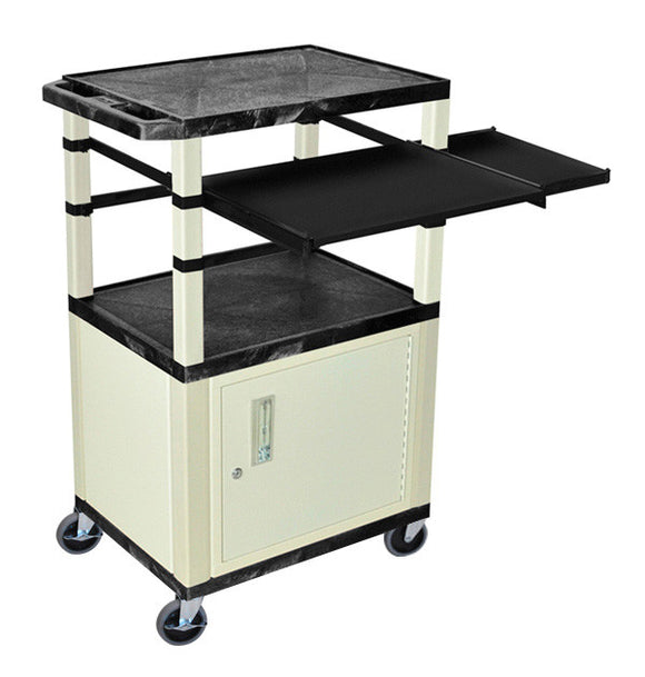 H. Wilson WTPSLP42C3E Black/Putty 42-Inch Tuffy Cabinet Cart with Keyboard Shelf/Side Shelf/Electric