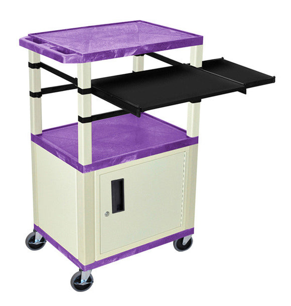 H. Wilson WTPSLP42PC3E Purple/Putty 42-Inch Tuffy Cabinet Cart with Keyboard Shelf/Side Shelf/Electric