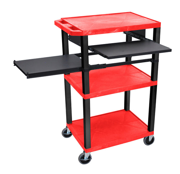 H. Wilson WTPSLP42RE-B Red 42-Inch Tuffy Cart - Black Legs with Keyboard & Side Shelf Plus Electric