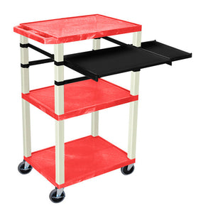 H. Wilson WTPSLP42RE Red 42-Inch Tuffy Cart - Putty Legs with Keyboard & Side Shelf Plus Electric