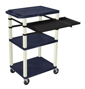 H. Wilson WTPSLP42ZE Topaz Blue 42-Inch Tuffy Cart Putty Legs with Keyboard & Side Shelf Plus Electric