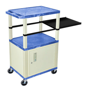 H. Wilson WTPSP42BUC3E Blue 42-Inch Tuffy Cart - Putty Cabinet & Legs with Side Shelf & Electric