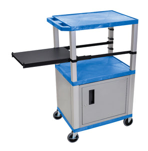 H. Wilson WTPSP42BUC4E-N BLUE 42-Inch Tuffy Cart - Nickel Cabinet & Legs with Side Shelf & Electric