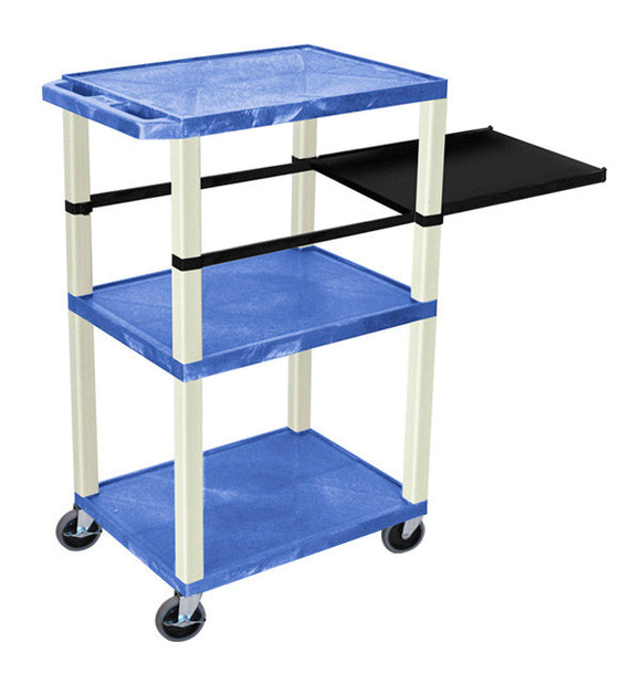 H. Wilson WTPSP42BUE Blue 42-Inch Tuffy Cart - Putty Legs with Side Shelf & Electric