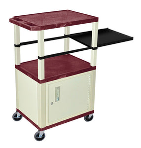 H. Wilson WTPSP42BYC3E Burgundy 42-Inch Tuffy Cart - Putty Cabinet & Legs with Side Shelf & Electric