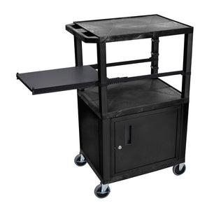 H. Wilson WTPSP42C2E-B Black 42-Inch Tuffy Cart - Black Cabinet & Legs with Side Shelf & Electric