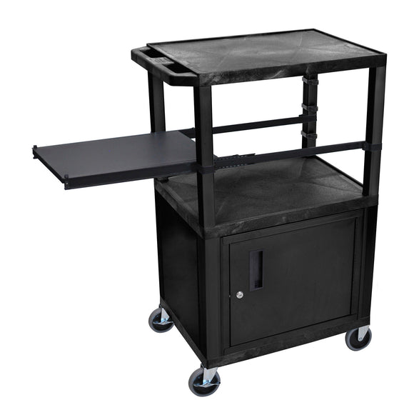 H. Wilson WTPSP42C2E-B Black 42-Inch Tuffy Cart - Black Cabinet & Legs with Side Shelf & Electric