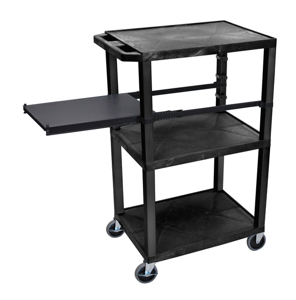 H. Wilson WTPSP42E-B Black 42-Inch Tuffy Cart - Black Legs with Side Shelf & Electric