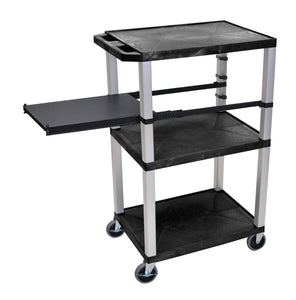 H. Wilson WTPSP42E-N Black 42-Inch Tuffy Cart - Nickel Legs with Side Shelf & Electric