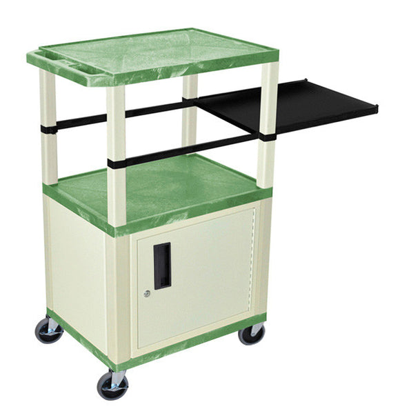 H. Wilson WTPSP42GC3E Green 42-Inch Tuffy Cart - Putty Cabinet & Legs with Side Shelf & Electric