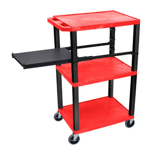 H. Wilson WTPSP42RE-B RED 42-Inch Tuffy Cart - Black Legs with Side Shelf & Electric