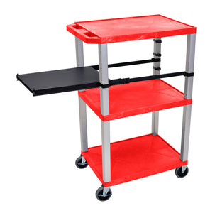 H. Wilson WTPSP42RE-N RED 42-Inch Tuffy Cart - Nickel Legs with Side Shelf & Electric