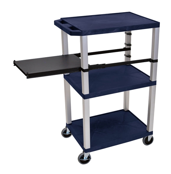 H. Wilson WTPSP42ZE-N Topaz Blue 42-Inch Tuffy Cart - Nickel Legs with Side Shelf & Electric