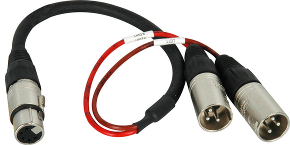 TecNec 2-Channel Balanced Audio Breakout Cable with 5-Pin XLRF to Two 3-Pin XLR Male Cable 6FT