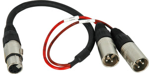 TecNec 2-Channel Balanced Audio Breakout Cable with 5-Pin XLRF to Two 3-Pin XLR Male Cable 25FT