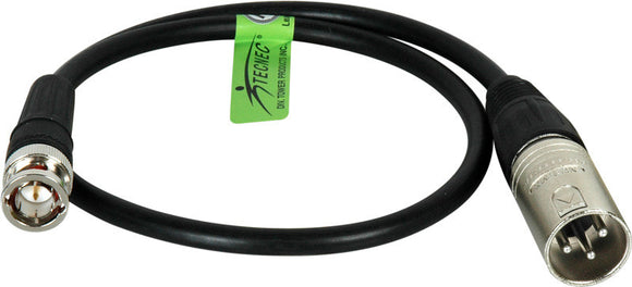 TecNec Premium Quality XLRM-BNCM Cable for Time Code 25FT