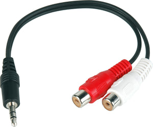 TecNec Y-MPS-2PF Stereo Mini 3.5mm Male to Dual RCA Female Y-Cable 6 Inch