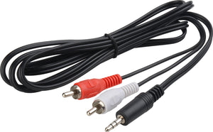 TecNec YA-101 3.5mm Stereo Mini Male to 2 RCA Males 6FT