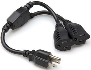 Hosa YAC-407 Dual NEMA 5-15R to NEMA 5-15P Power Extension Y Cable (1.5FT)