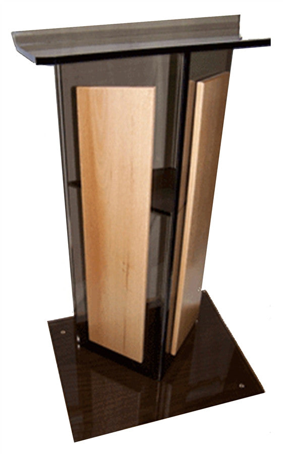 AmpliVox SN3550- Smoke Acrylic with Wood Panels & Base Lectern (3 colors)