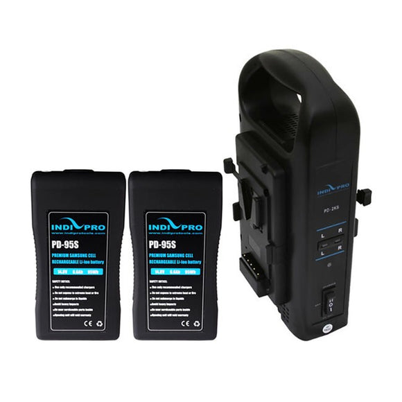 2x Compact 95Wh Li-Ion V-Mount Batteries and Dual V-Mount Battery Charger Kit